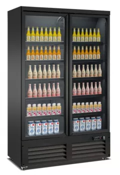 Glastürkühlschrank 2-türig – 1000 l – schwarz