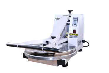 Teigpresse – einstellbar 1–15 mm, beheizte Oberplatte, 458 mm Durchmesser