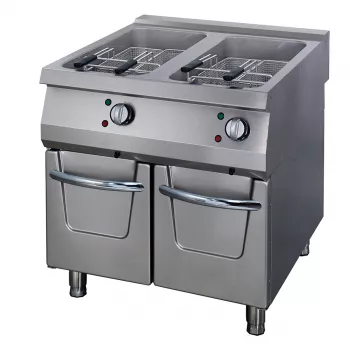 Premium Fritteuse 2 x 22L Doppelgerät 90cm tief mit Ablasshahn elektrisch - Profi Fritteuse für die Gastronomie