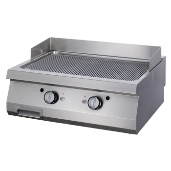 Hochwertige Grillplatte gerilltes Chrom Doppelgerät 90cm tief Gas