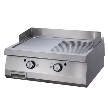 Premium Grillplatte halb gerillt doppelgerät 90 cm tief elektrisch - Hochwertige Grillplatte für professionelle Küche - Gastrohot