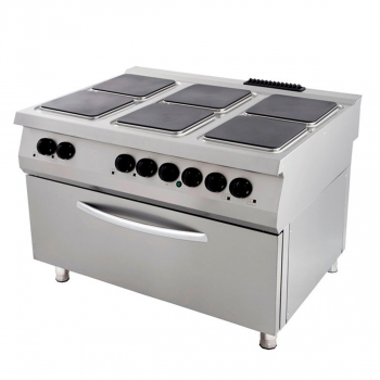 Hochwertiger Herd 6 Brenner Dreifacheinheit 90 cm tief inklusive breitem Backofen elektrisch