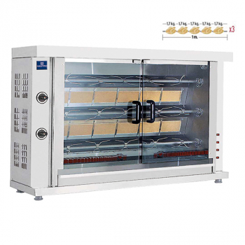 Gas Hähnchengrill mit 3 Spießen für 12-15 Hähnchen - Gastrohot