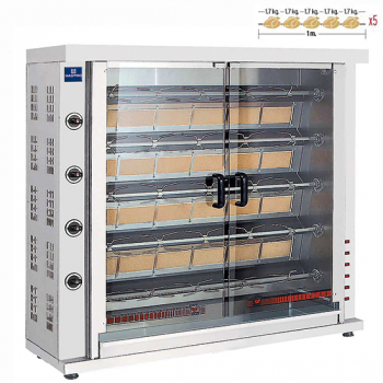 Gas Hähnchengrill mit 5 Spießen für 20-25 Hähnchen - Professioneller Grill für Gastronomie und Events