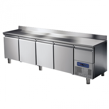 Kühltisch 4 Türen GN 1/1 mit Aufkantung und gekühlter Schublade 2-8°C - Gastrokühltisch für die Gastronomie