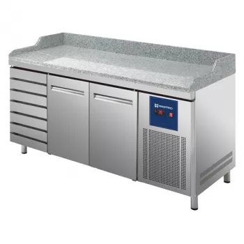 Pizzatisch mit 2 Türen und 7 Schubladen - 600x400 mm - Gastrohot