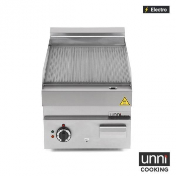 Elektrische Bratplatte E65GP10B-G Edelstahl gerillt 100-300°C