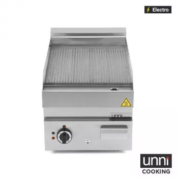 Elektrische Bratplatte E65GP10B-G Edelstahl gerillt 100-300°C