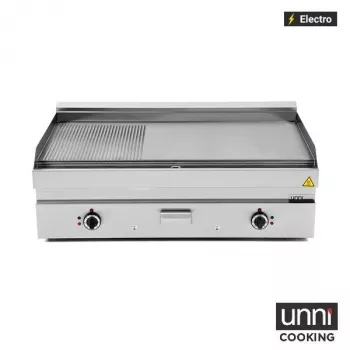 Elektrische Bratplatte E65GP30B-G Edelstahl geriffelt 100-300°C