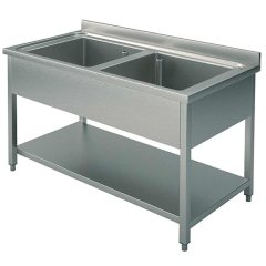 Spültisch 2 Becken Zwischenboden 1200x600