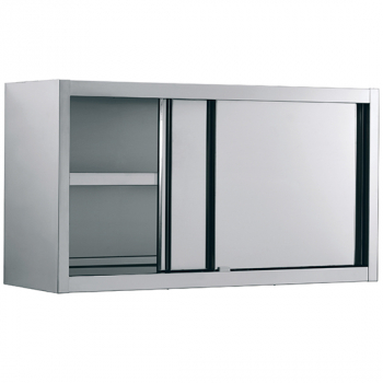 Wandhängeschrank mit Schiebetüren und Zwischenbord 1800x400 mm - Hochwertiger Stauraum für die Gastronomie