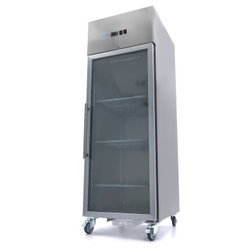 Gastro Gefrierschrank 700 Liter mit Glastür aus Edelstahl