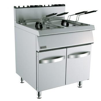Gas Fritteuse auf geschlossenem Unterbau 2x 15 Liter - Professionelle Fritteuse für die Gastronomie