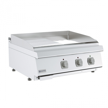 Elektro Grillplatte Tischmodell 1/2 glatte und 1/2 gerillte verchromte Platte - Gastrohot