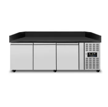 Pizza Theke 3 Türen Schwarz Granit 202x80x100cm 580L Umluft