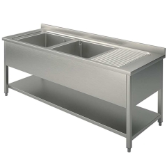 Spültisch 2 Becken Tropftasse rechts 1400x600