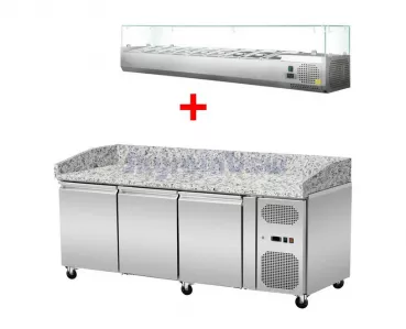 Pizza Kühlthek Granit Rosa Grau 3 Türen 203 x 80 - Gastrohot