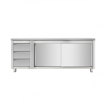 Skyrainbow Arbeitsschrank 160×70 links 3 Schubladen