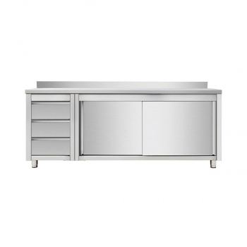 Skyrainbow Arbeitsschrank 160×70 links 3 Schubladen (mit Aufkantung)