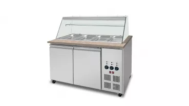 Skyrainbow SNACK-Line Bain-Marie Theke 3× GN 1/1 – Granit rosa-grau, 123×82×85,5 cm