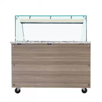 Skyrainbow SNACK-Line Bain-Marie Theke 3× GN 1/1 – Granit rosa-grau, 123×82×85,5 cm