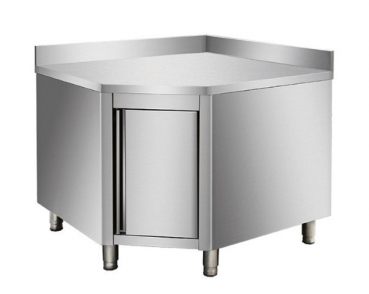 Edelstahl Arbeitsschrank mit Aufkantung Eckmodul 600er Bautiefe - Gastrohot