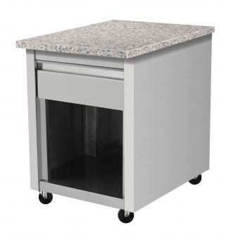 Skyrainbow Kassentisch 80×82 – Granit rosa-grau