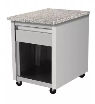 Skyrainbow Kassentisch 80×82 – Granit rosa-grau