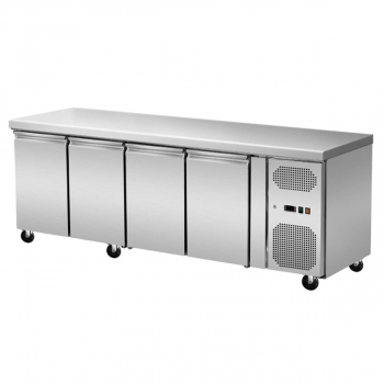 Umluft Kühlthek 4 Türen ohne Aufkantung - Gastro Kühltisch 2 bis 8°C