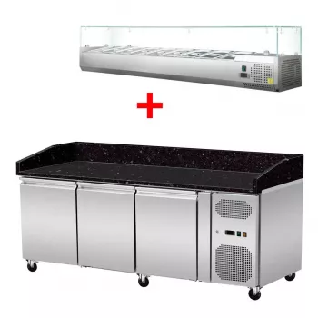 Skyrainbow Pizzakühltisch 203×80 – 3 Türen, Star Galaxy