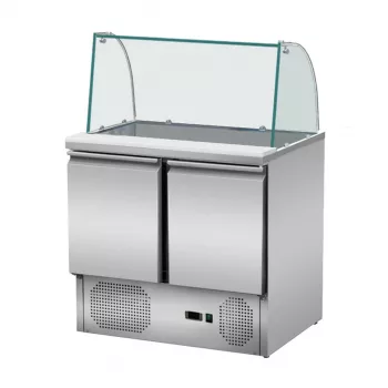 Skyrainbow Saladette 90×70 – 2 Türen, Glas gebogen