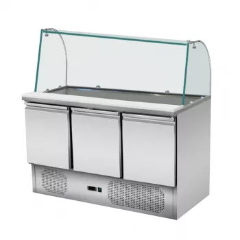 Skyrainbow Saladette 137×70 – 3 Türen, Glas gebogen