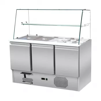 Skyrainbow Saladette 137×70 – 3 Türen, Glas gerade