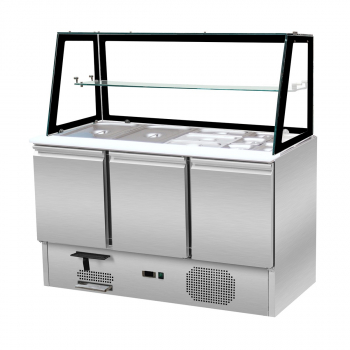 Skyrainbow Saladette 137×70 – 3 Türen, Glas gerade (schwarz)