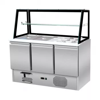 Skyrainbow Saladette 137×70 – 3 Türen, Glas gerade (schwarz)