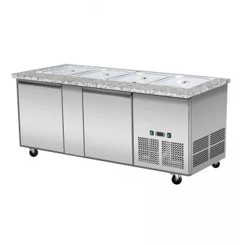 Kühlvitrine 4x GN1/1 Granit rosa grau ohne Glas - 153x82x85,5 - Gastrohot