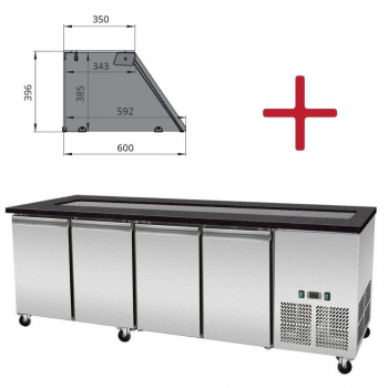 Kalte Theke 6x GN1/1 Granit Star Galaxy Schwarz 223x82x85.5 Glasaufbau Klarglas ohne Zwischenablage H 396mm