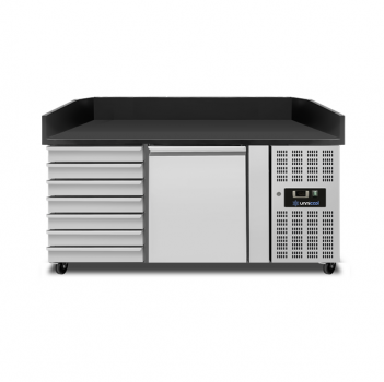 Pizza Abkühltisch 1 Tür 7 Teigschubladen EN600x400 Umluftkühlung