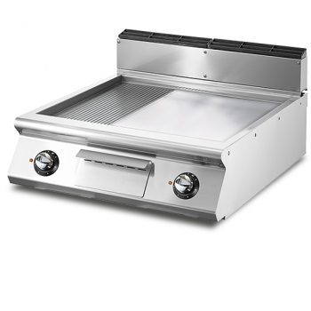 Elektro Grillplatte Tischmodell 1/3 gerillt und 2/3 glatt verchromte Platte - Gastrohot
