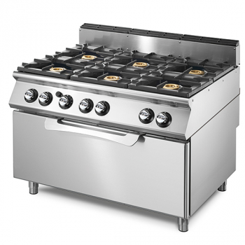 Gasherd mit statischem Maxi-Gasofen und 6 Brennern - Gastrohot 51014