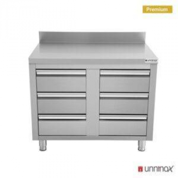 Schubladenschrank 600 mit 6 Schubladen Edelstahl