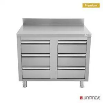 Schubladenschrank 600 mit 6 Schubladen Edelstahl