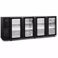 Barkühlschrank 4 Glastüren schwarz | B 2675 x T 565 x H 890
