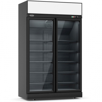 Kühlschrank mit 2 Glastüren Schwarz INS-1000R-BL - Gastrokühlschrank für die Gastronomie