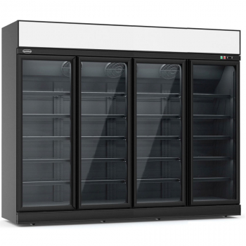 Kühlschrank 4 Glastüren Schwarz INS-2060R-BL - Gastrokühlschrank mit 4 Türen in Schwarz, 2060 Liter Kapazität