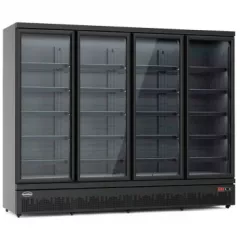 Combisteel JDE-2025L Getränkekühlschrank mit 4 klappbaren Glastüren | 2025 Liter | Schwarz