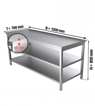 Edelstahl Arbeitstisch 120x70 cm mit Zwischenboden