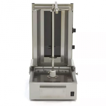 Elektro Dönergrill mit 2 Brenner Motor am Boden 20 kg - Professioneller Dönergrill für Gastronomie und Imbiss mit 2 Brennern und 20 kg Kapazität.