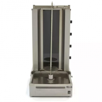 Elektro Dönergrill mit 4 Brenner Motor am Boden 70 kg - Professioneller Dönergrill für Gastronomie und Imbiss mit 4 Brennern und 70 kg Kapazität.