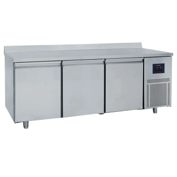 Bäckereikühltisch 3-türig 600x400 mm Edelstahlarbeitsplatte mit Aufkantung 2-8°C WiFi - Gastrohot